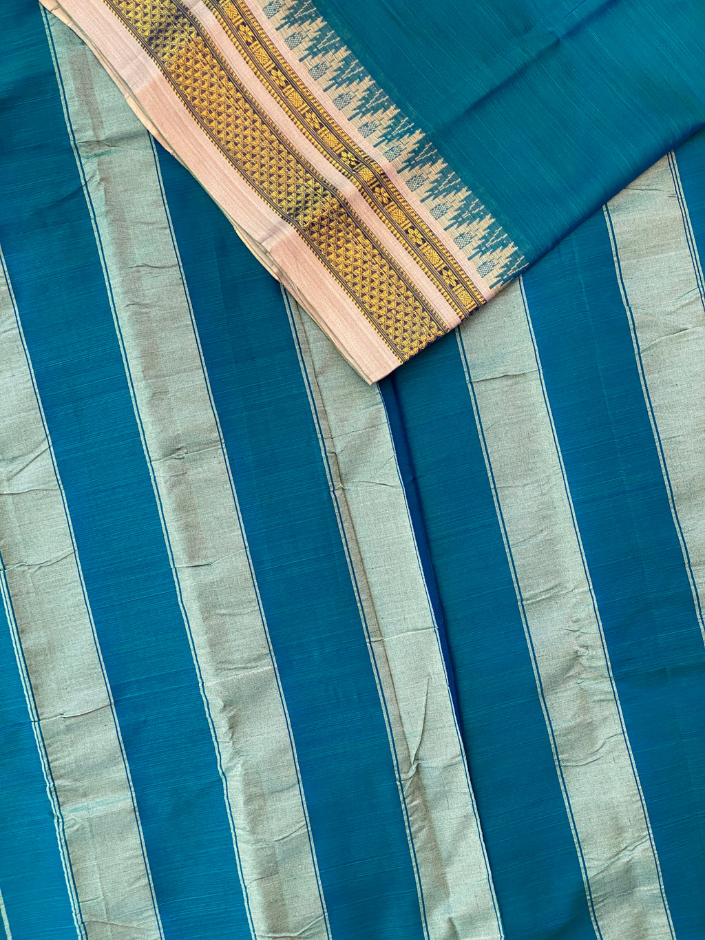 Narayanpet Cotton Saree - Teal Blue