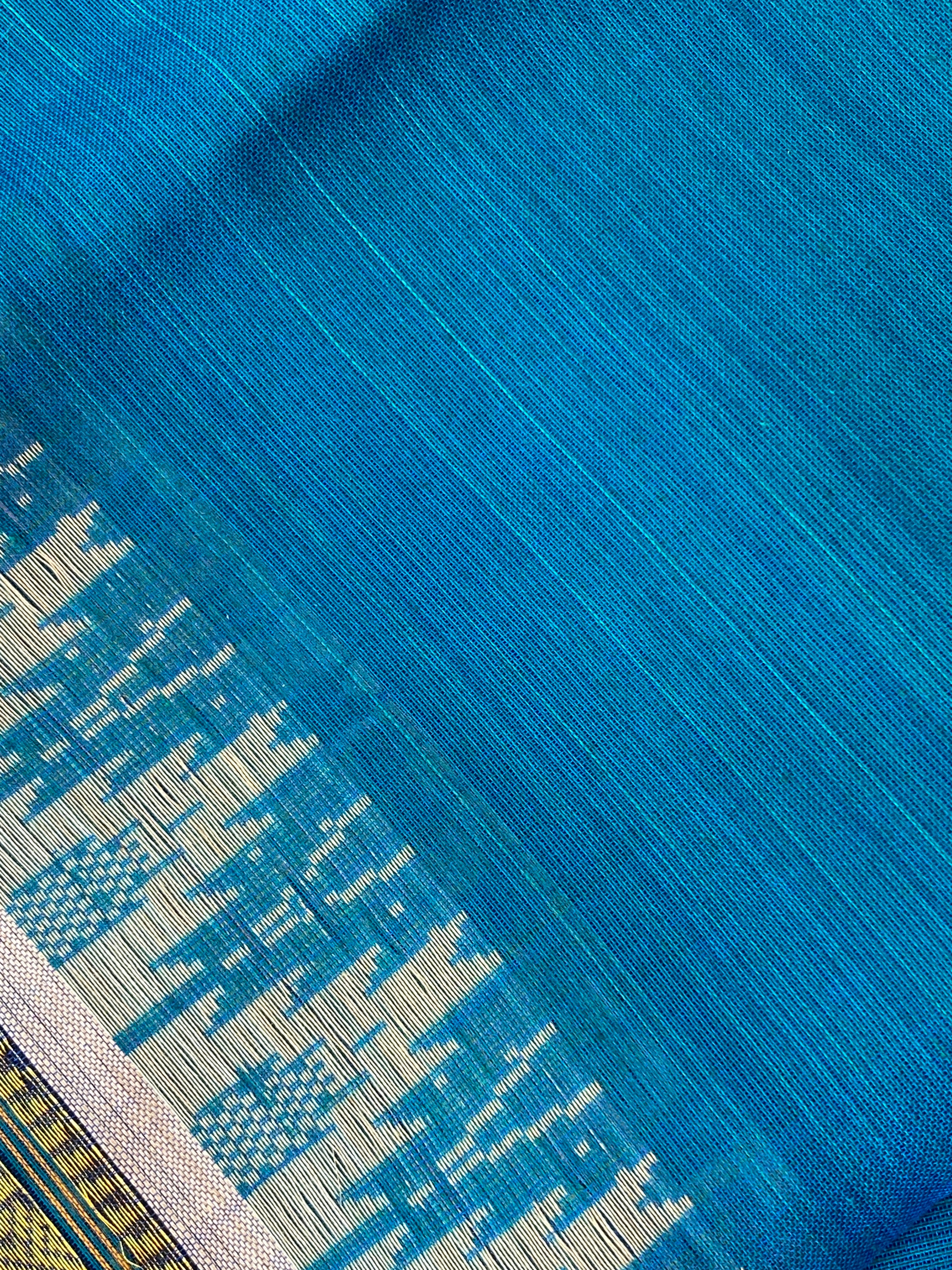 Narayanpet Cotton Saree - Teal Blue