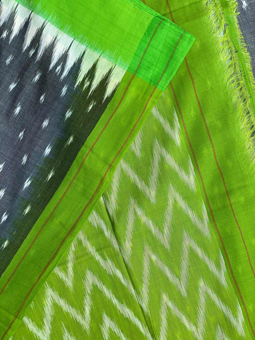 green handloom cotton ikkat saree