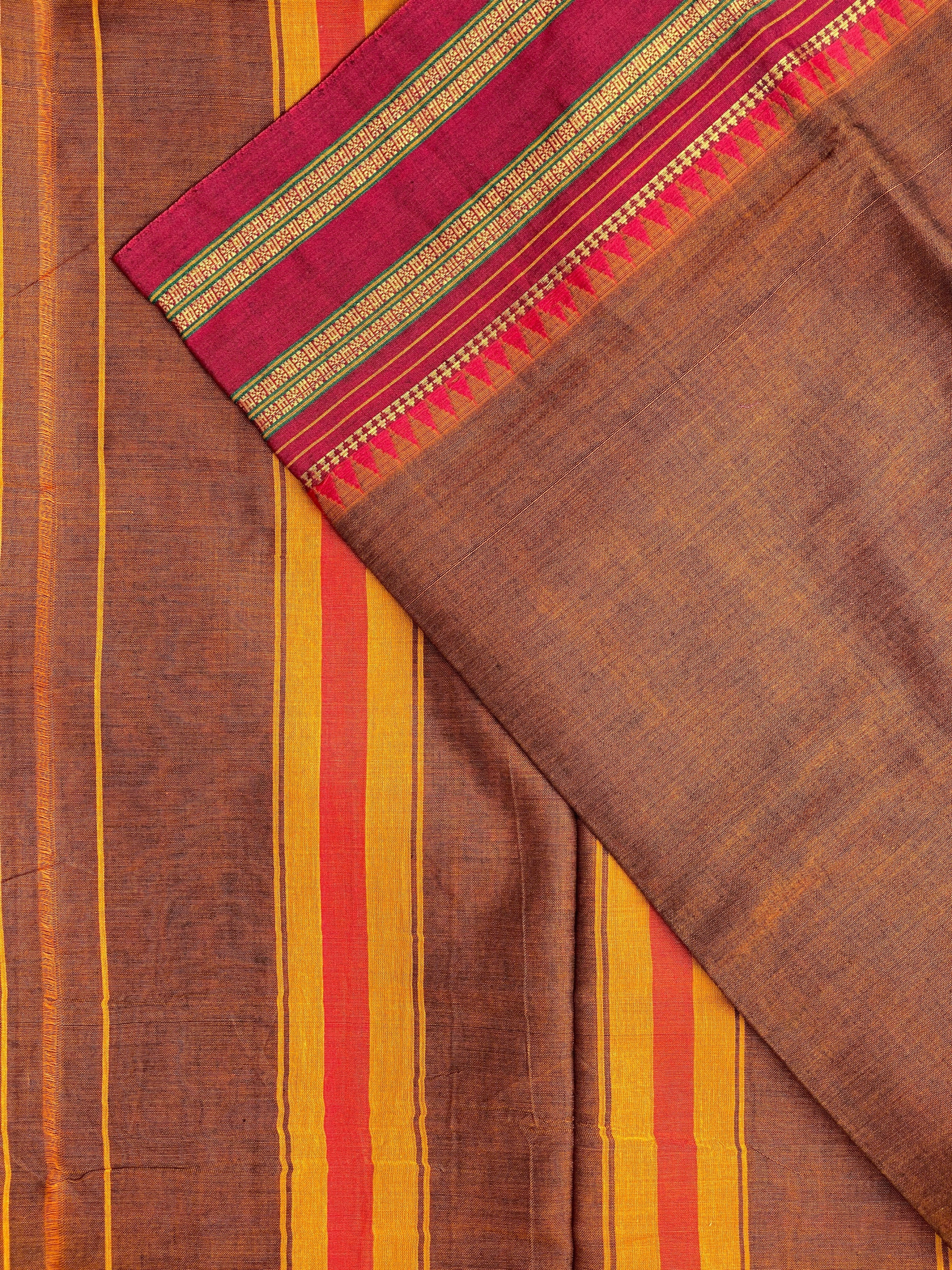 Narayanpet Traditional Border - Earthy Brown