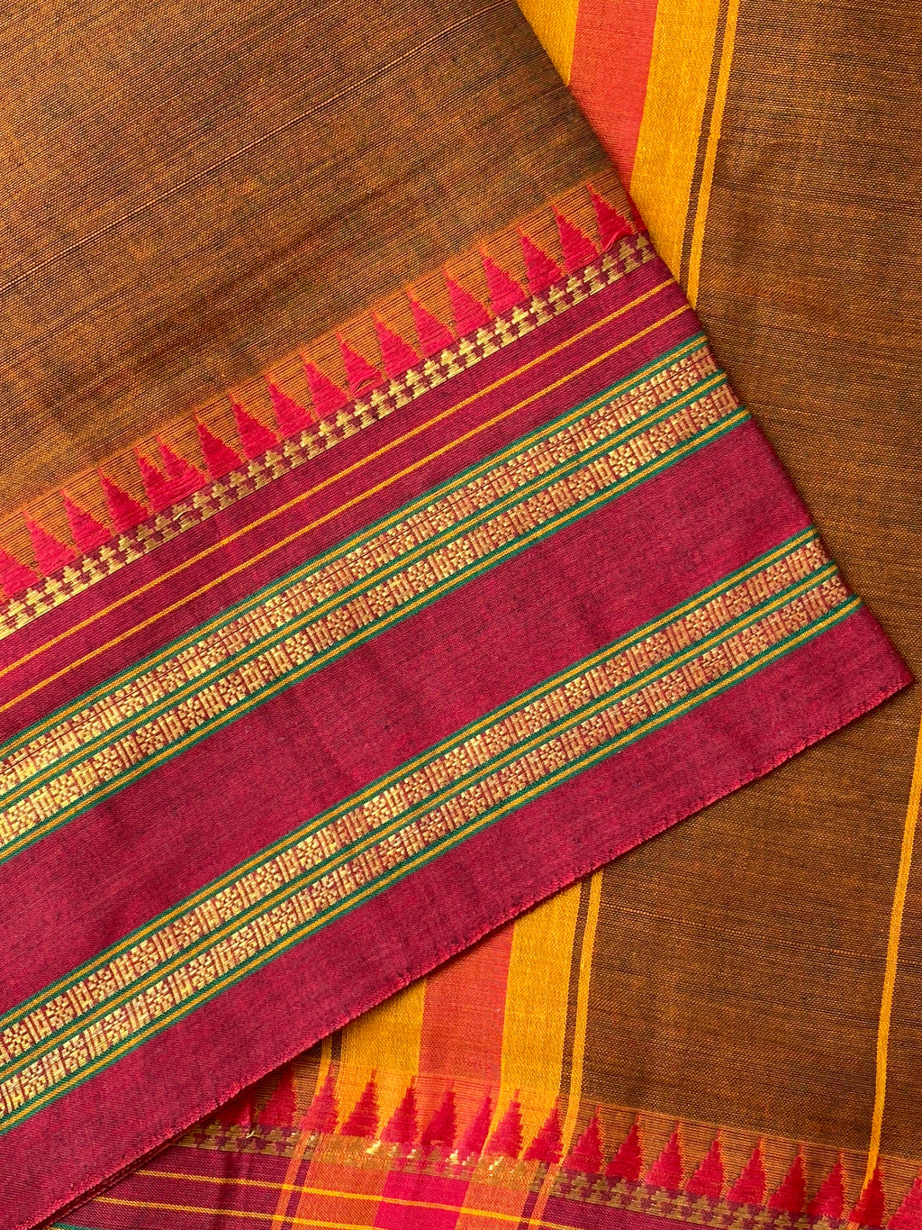 Narayanpet Traditional Border - Earthy Brown