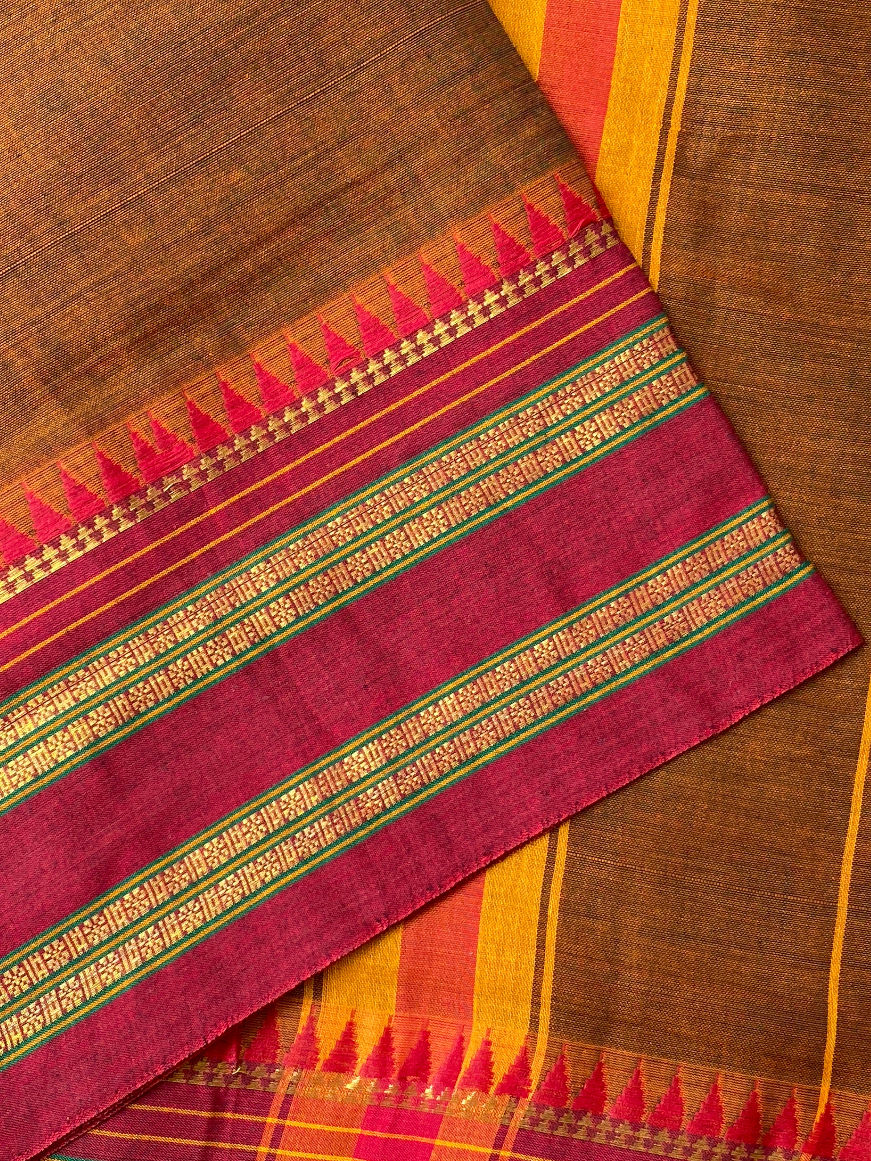 Narayanpet Traditional Border - Earthy Brown