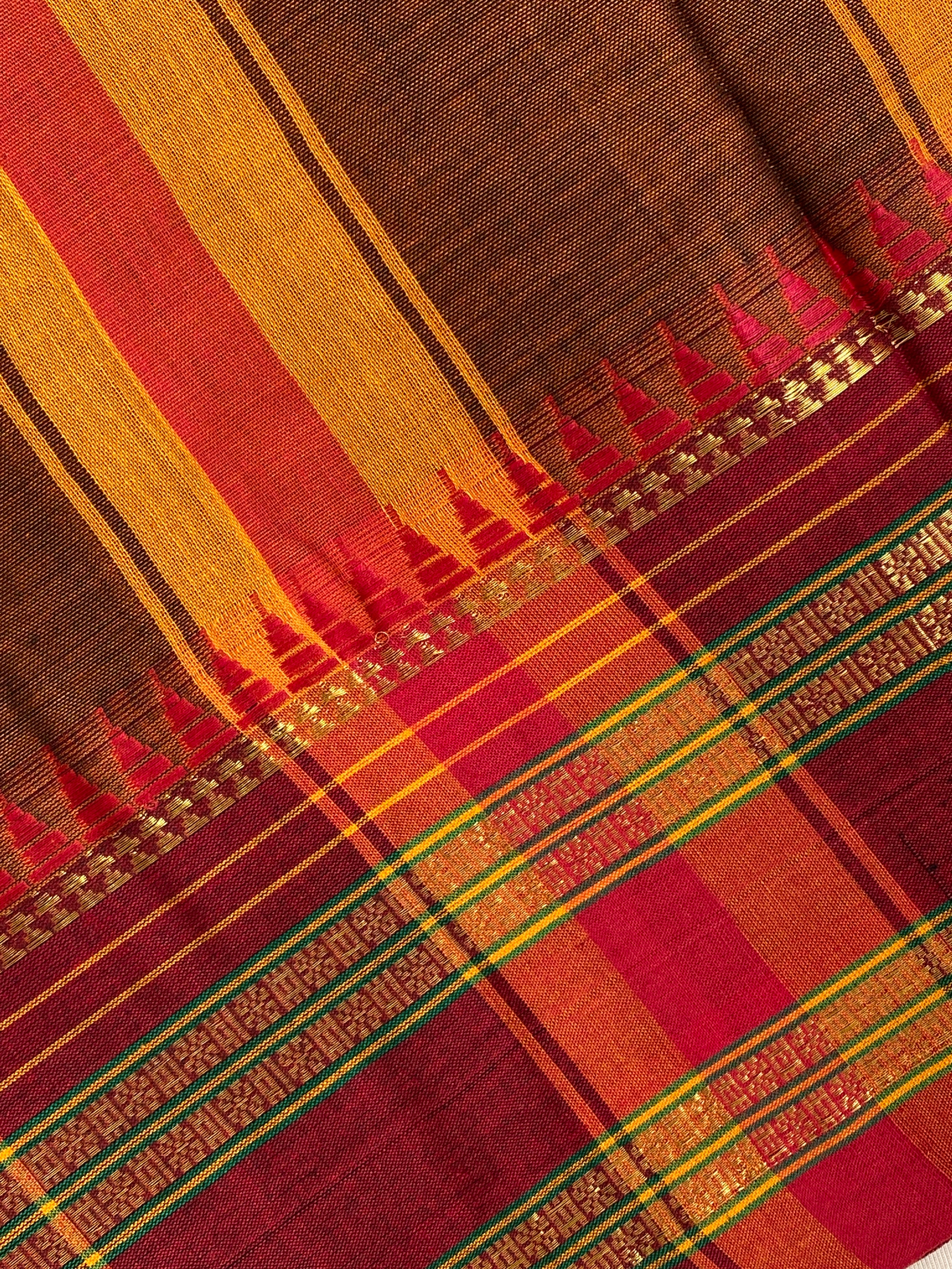 Narayanpet Traditional Border - Earthy Brown
