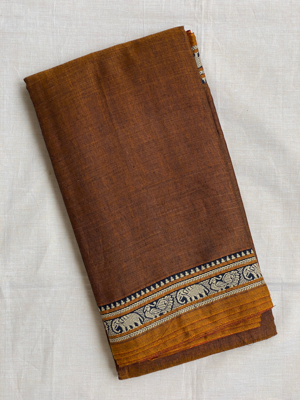 Narayanpet Elephant Border - Earthy Brown