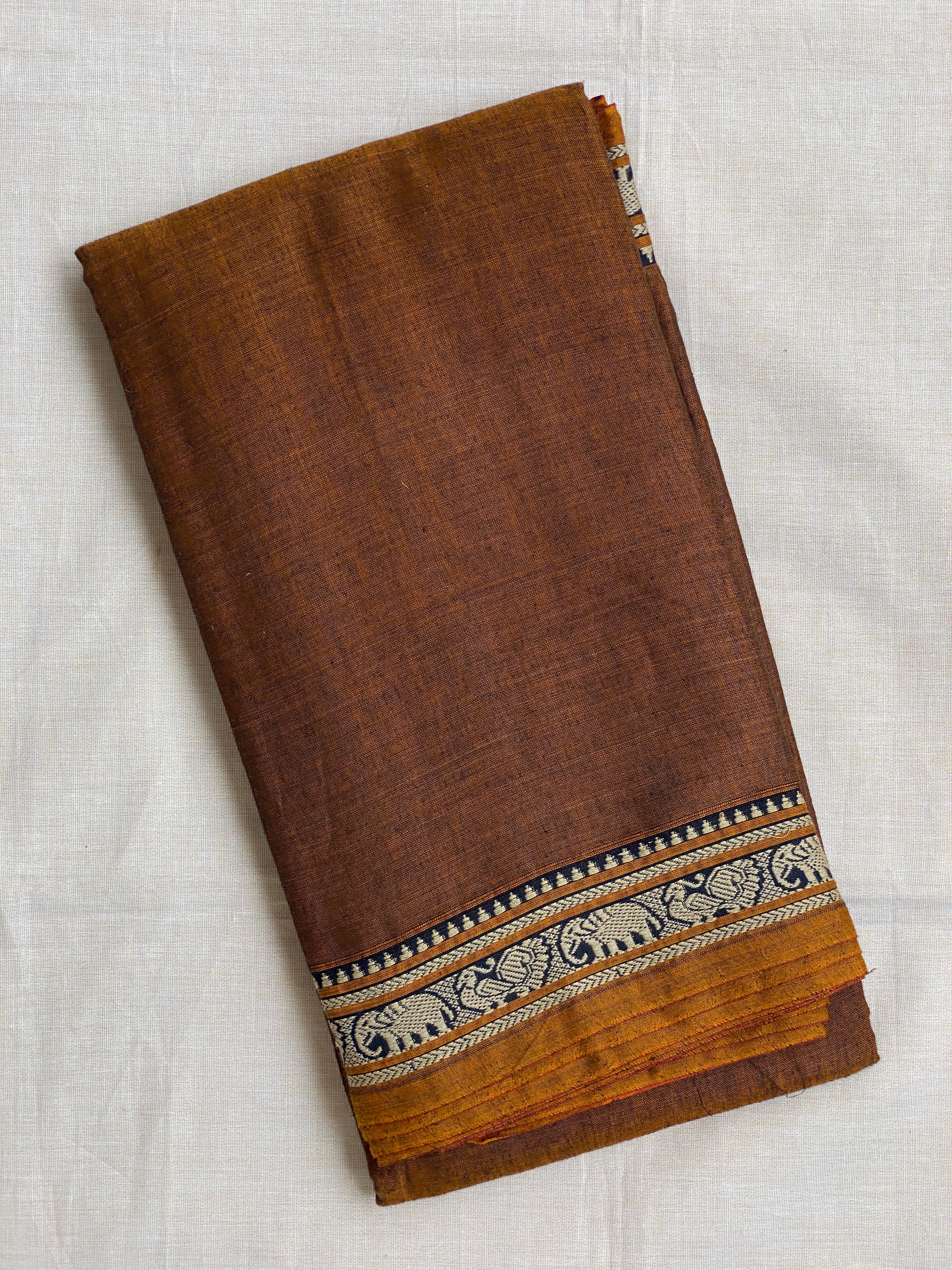 Narayanpet Elephant Border - Earthy Brown