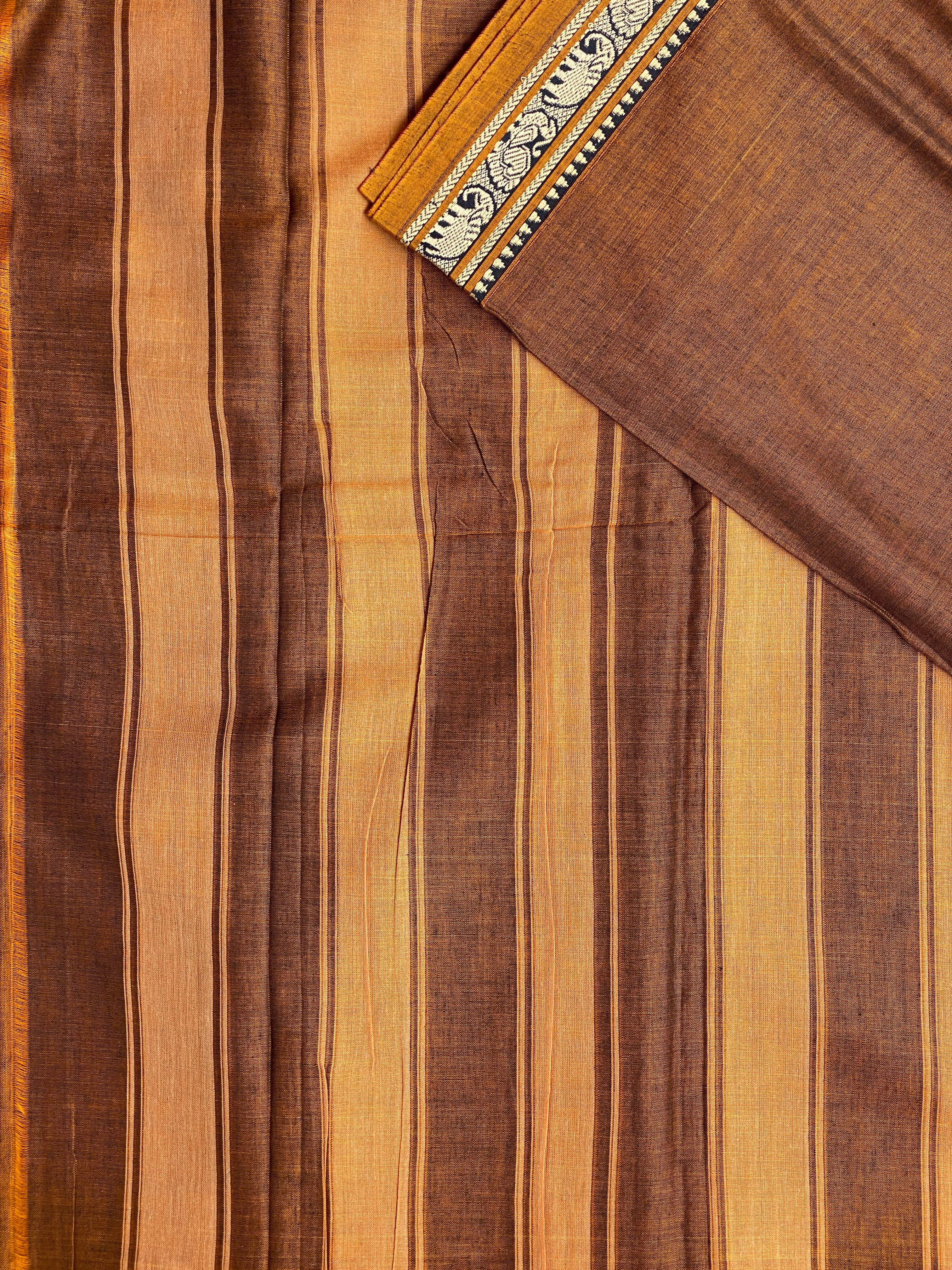 Narayanpet Elephant Border - Earthy Brown