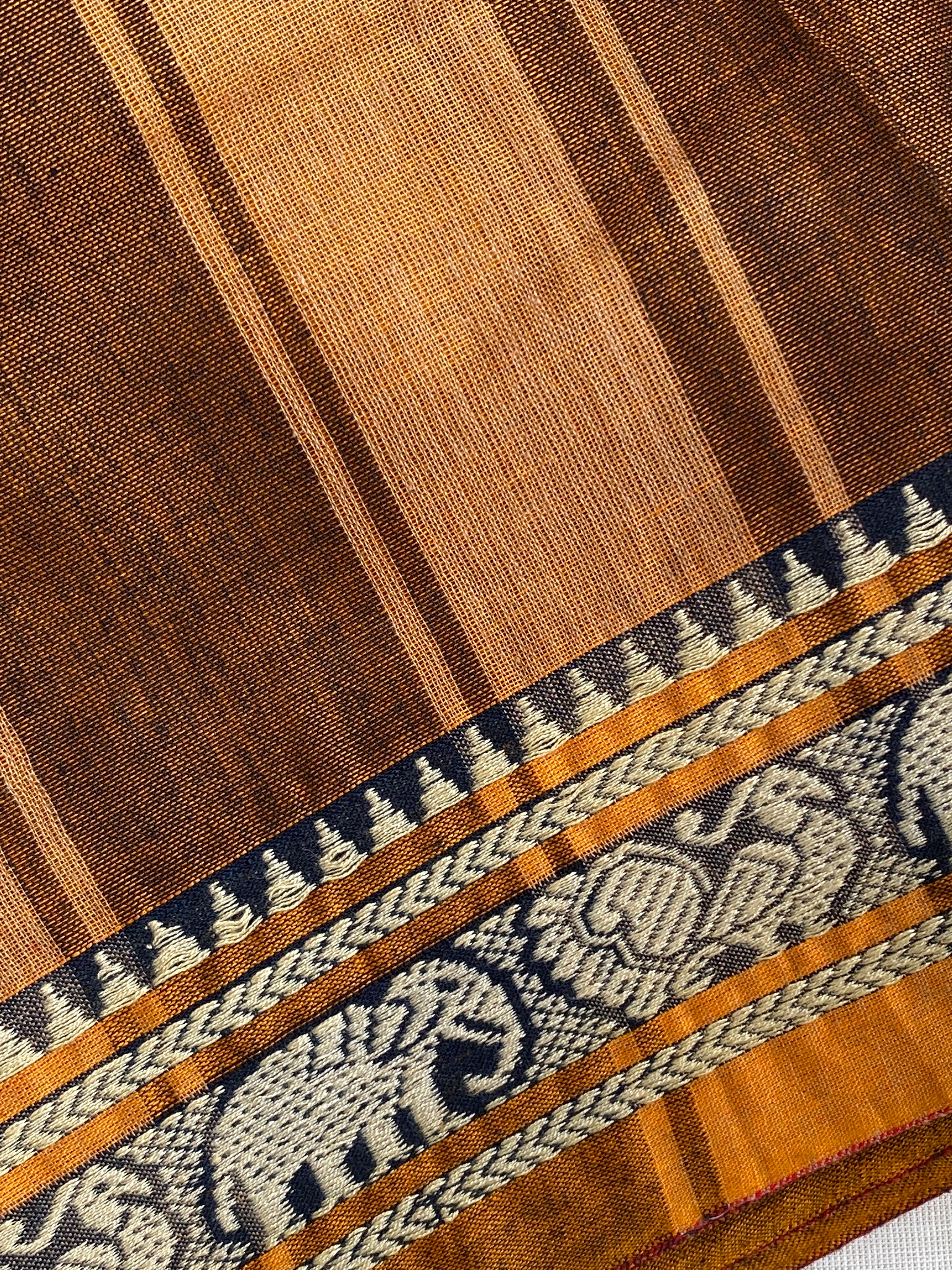 Narayanpet Elephant Border - Earthy Brown