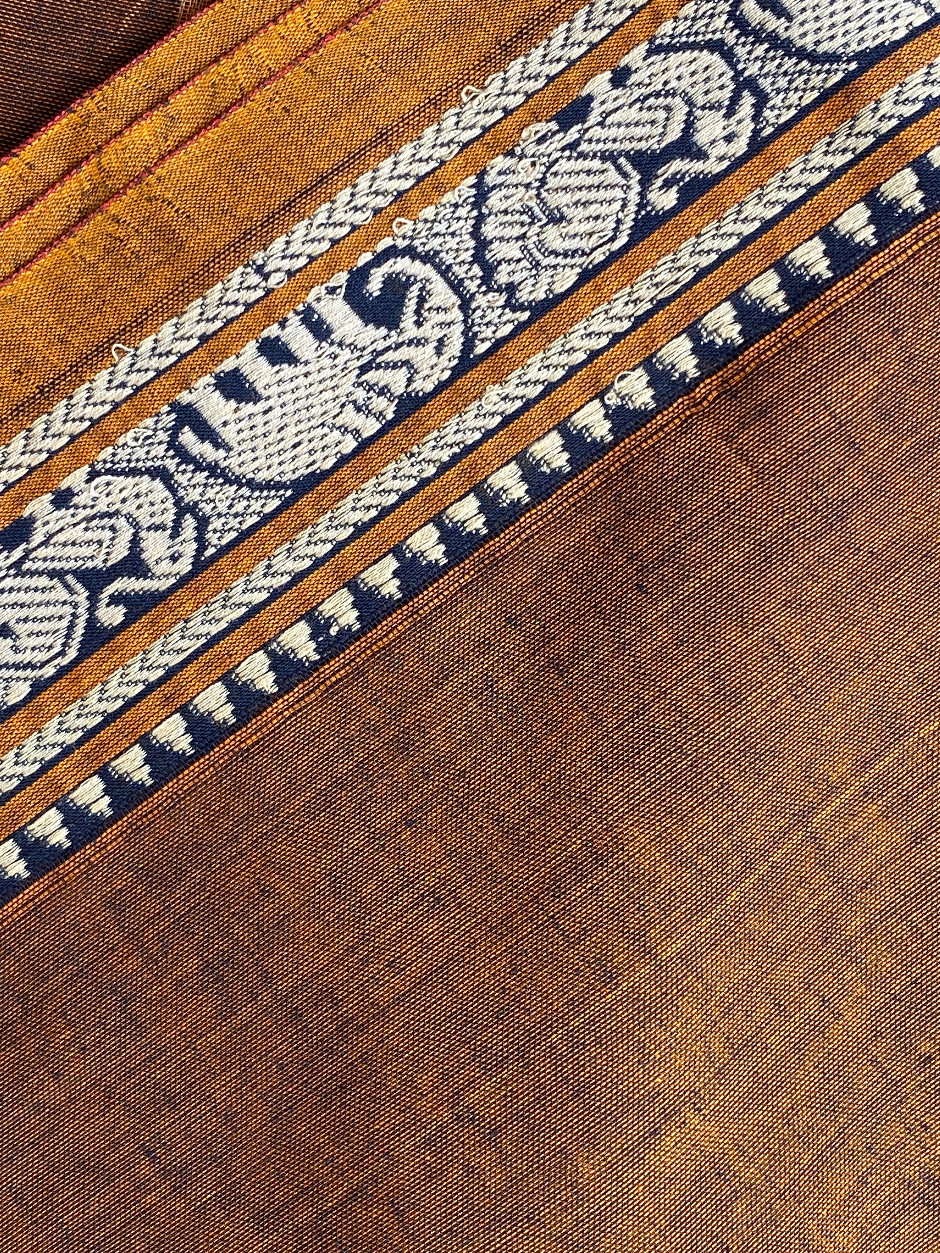 Narayanpet Elephant Border - Earthy Brown