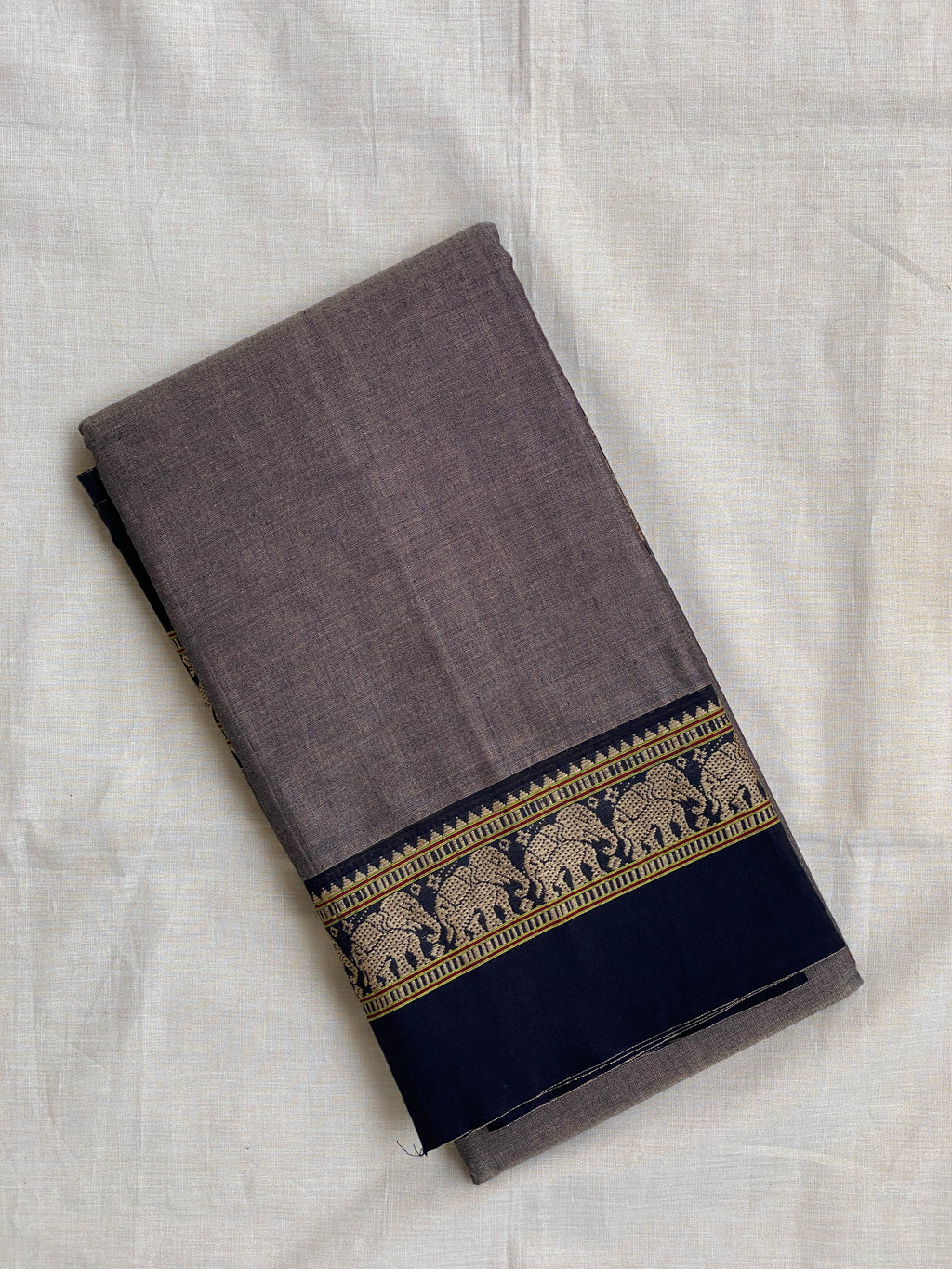 Narayanpet Elephant Border - Deep Charcoal
