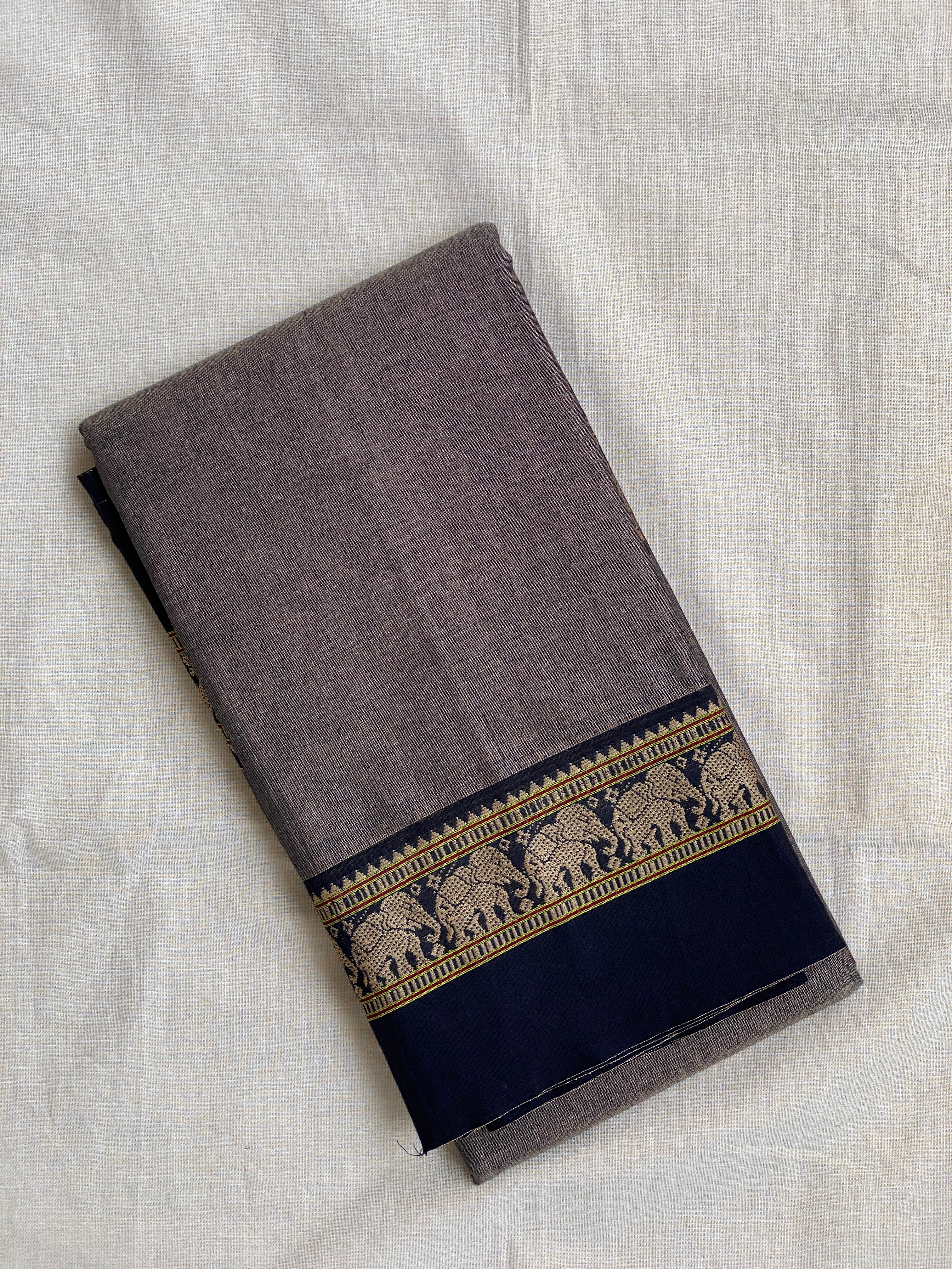 Narayanpet Elephant Border - Deep Charcoal