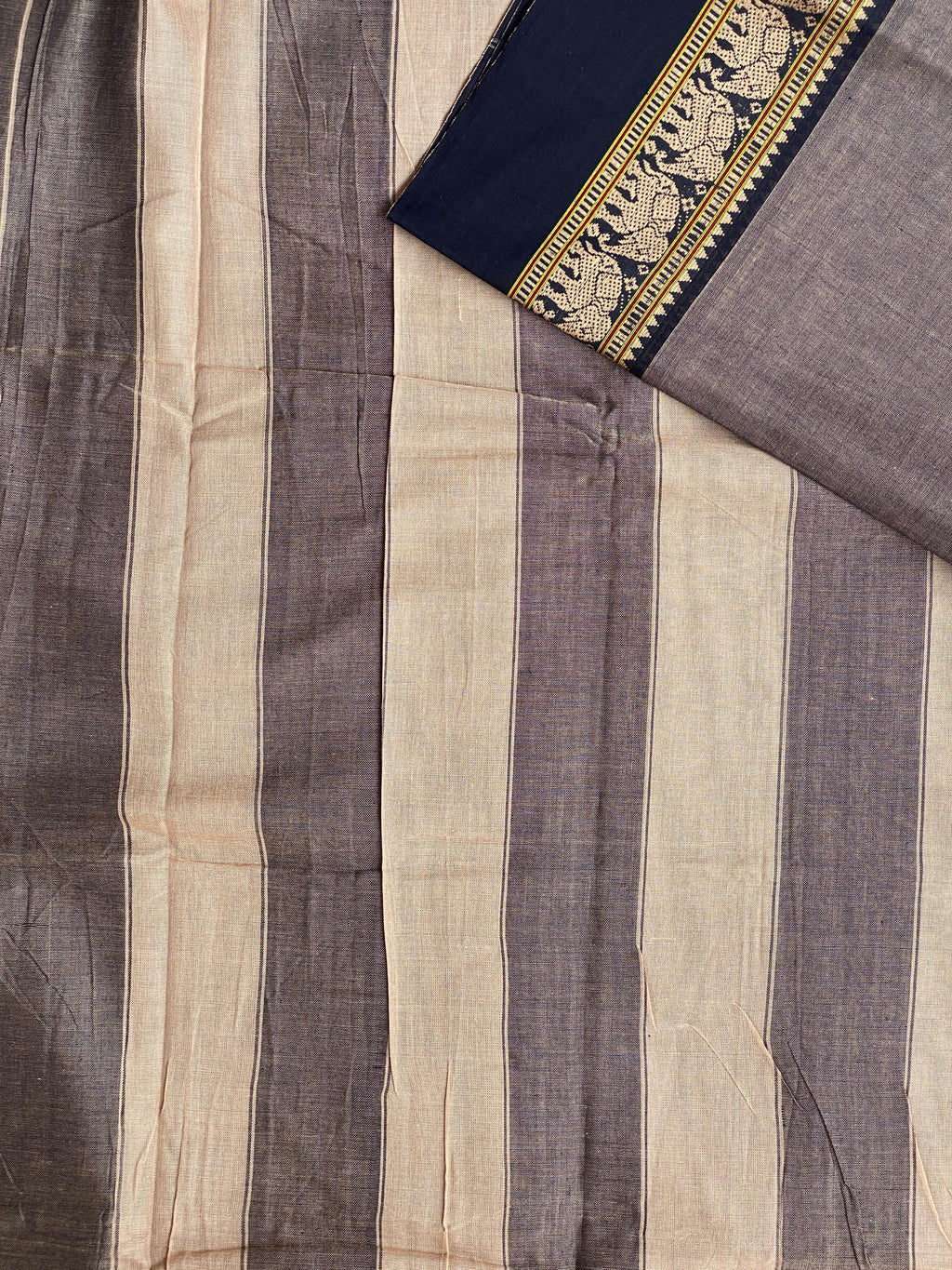 Narayanpet Elephant Border - Deep Charcoal