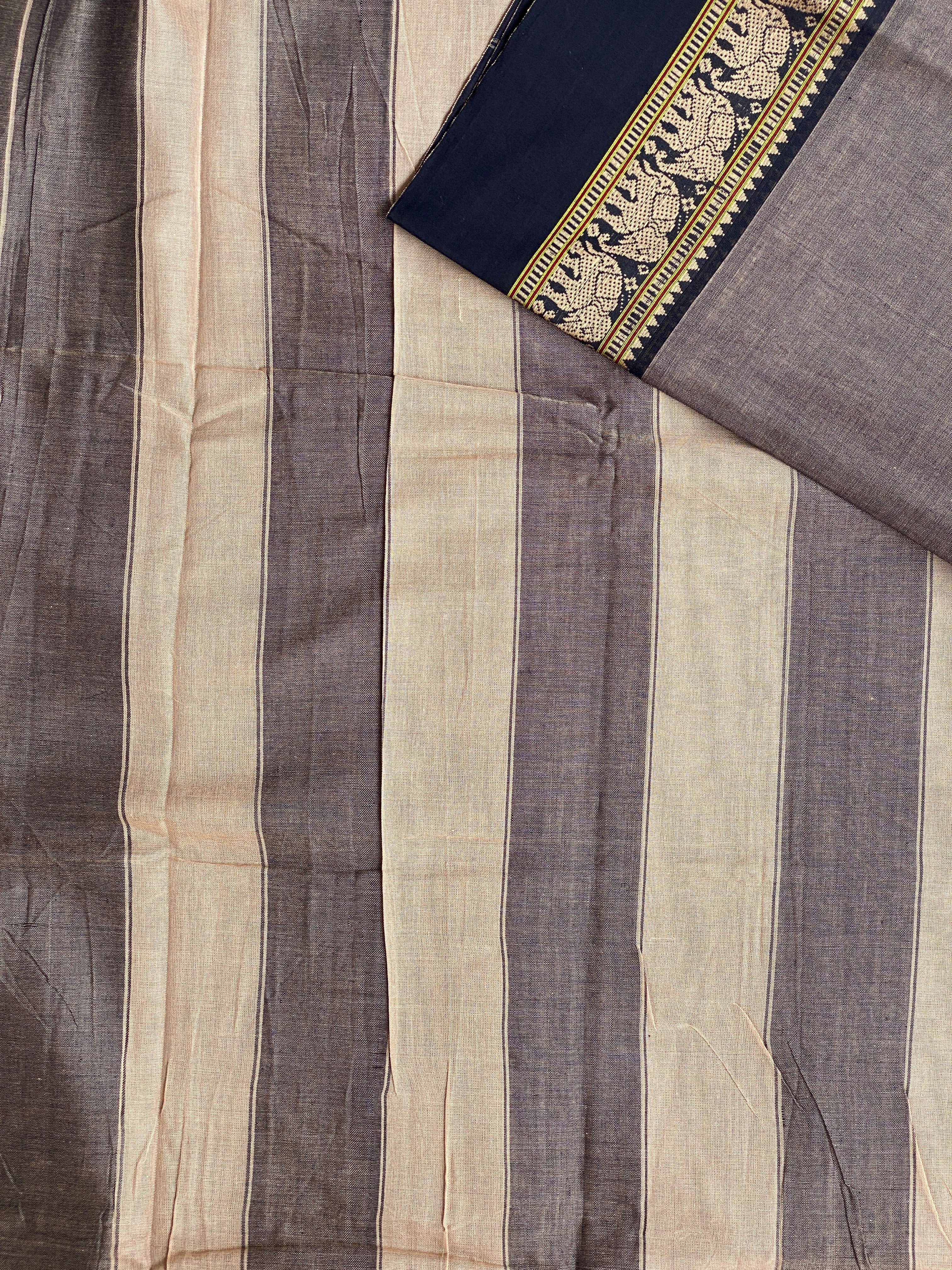 Narayanpet Elephant Border - Deep Charcoal