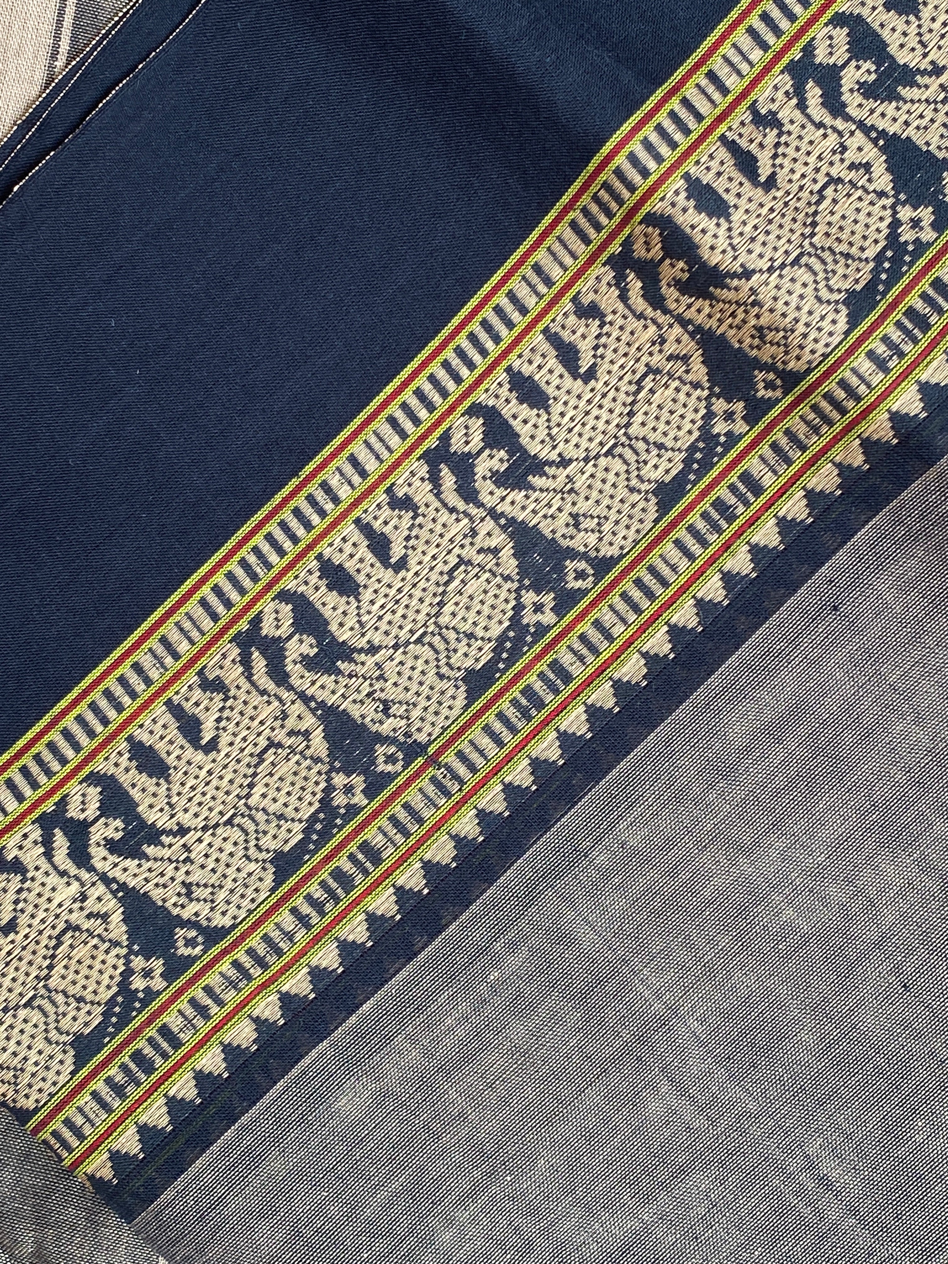 Narayanpet Elephant Border - Deep Charcoal