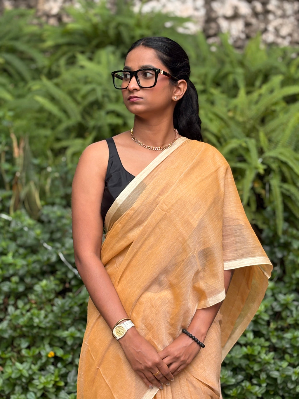 yellow khadi cotton saree