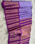 Lavender Checks Handloom Gadwal Pattu Saree