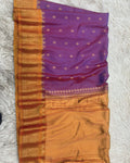 Royal Purple - Golden Border Handloom Gadwal Pattu Saree